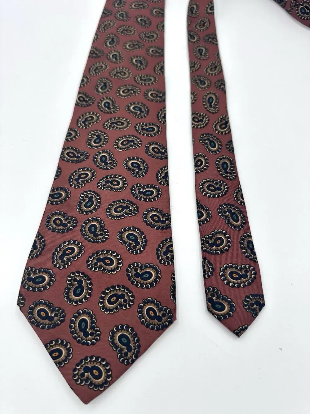 Vintage Liberty Of London Rust Brown Bubble Paisley Tie - 100% Silk USA